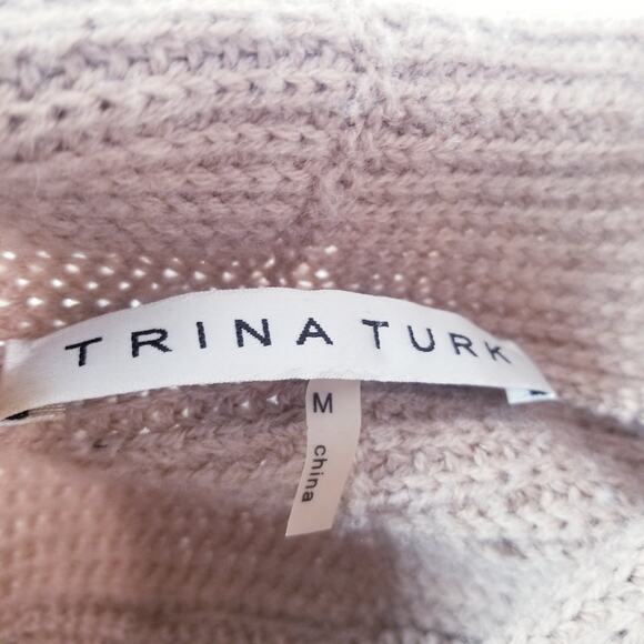 Trina Turk Cable Knit 100% Merino Wool Poncho Sweater Cardigan - Picture 3 of 11